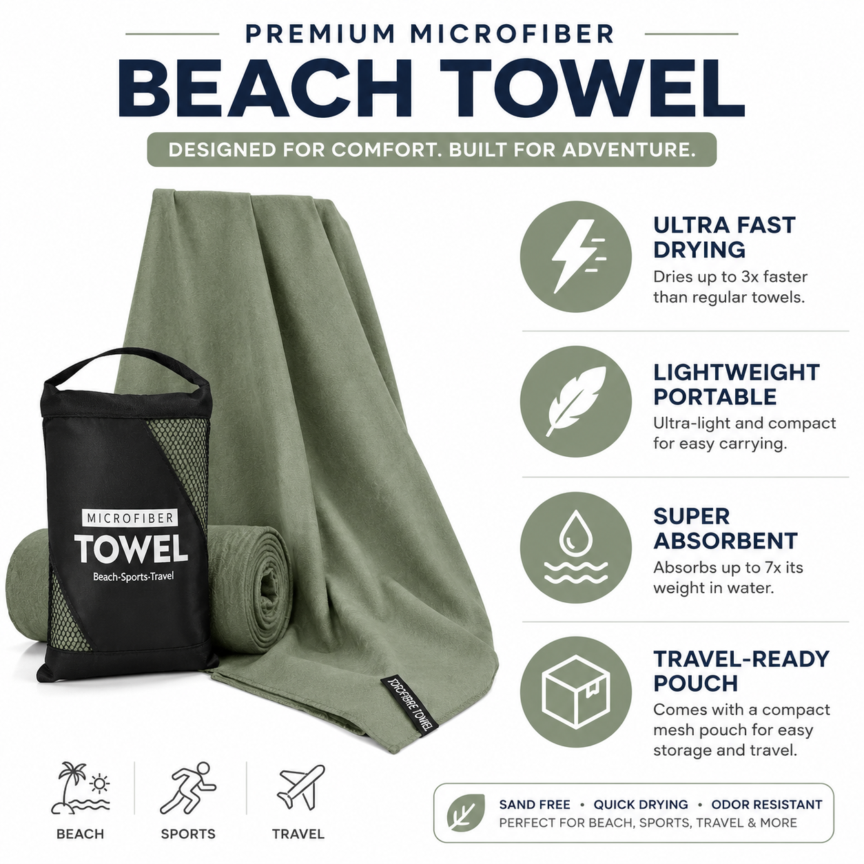 The Sand Free Towel — Quick-Dry, Sand-Resistant Beach Towel